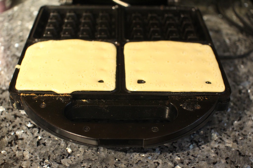 Waffle Batter on Iron