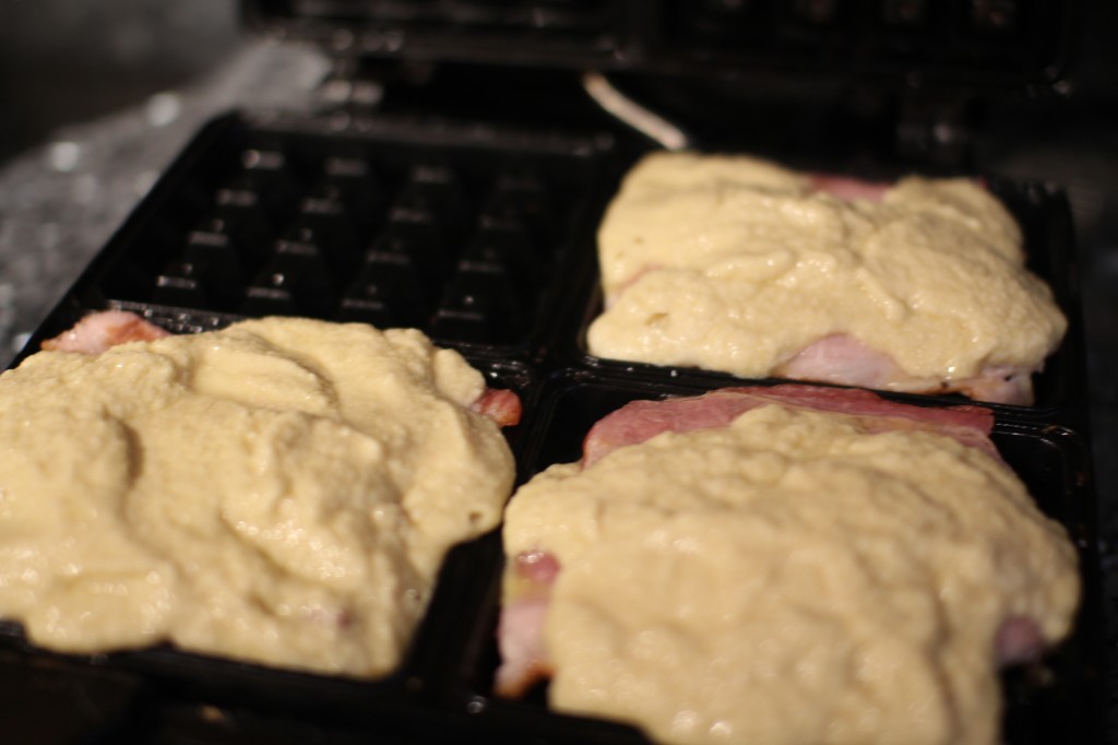 Waffle Batter on Bacon