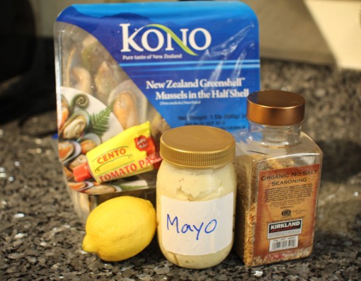 Mussels, Mayonnaise, Lemon, Tomato Paste, No-Salt Seasoning