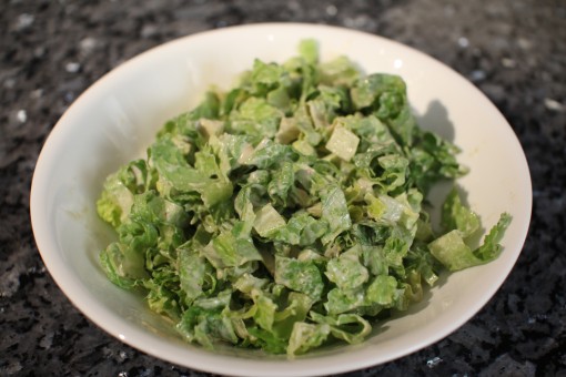 Lettuce tossed with Tonnato sauce