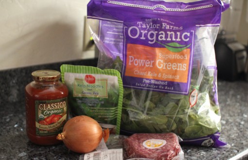 Ground Beef Pasta Sauce Kelp Noodle Leafy Greens
