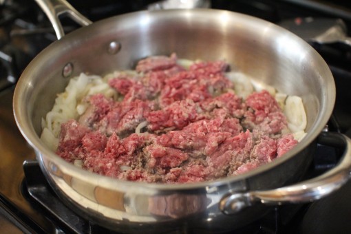 Adding Beef to Caramelized Onion