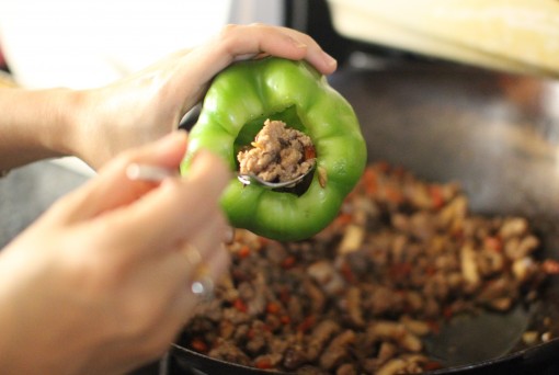 Spooning Pork into Pepper