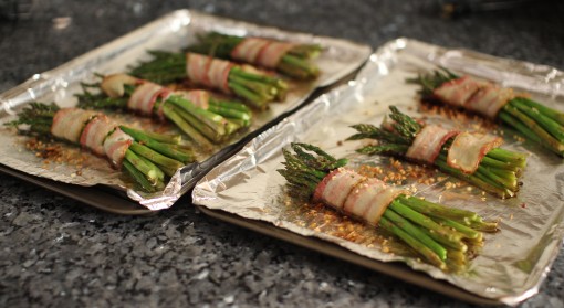 Baking the Asparagus and Bacon