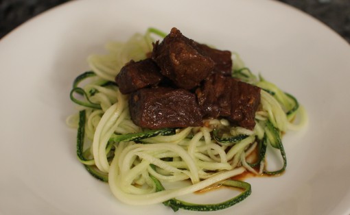 Beef Adobo Over Zoodles