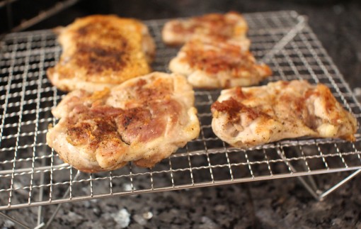 chicken cooling on wire rack