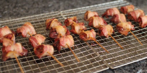 baked bacon liver skewers