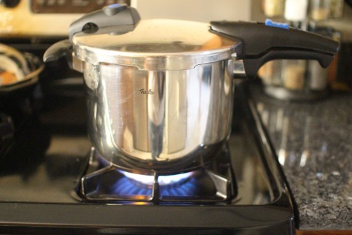 pressure cooker on high heat