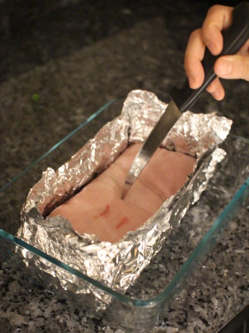 pricking pork belly